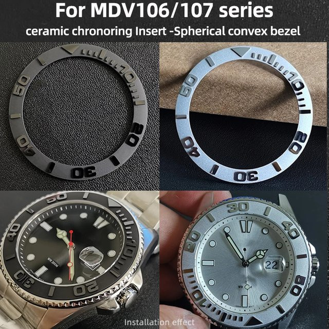 Casio Uhrenlünetteneinsatz, Keramik, konvexer Typ, 41 x 32,8 mm - Bild 1
