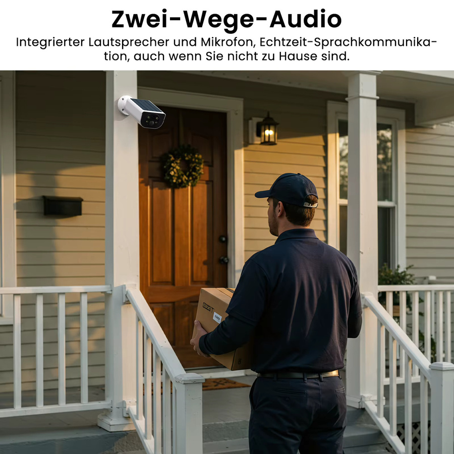 Wansview Outdoor Wireless WIFI Sicherheitskamera mit 3MP Auflösung, Solarbetrieb, Batterie, Flutlicht, Nachtsicht und KI-Erkennung in Weiß - Bild 5