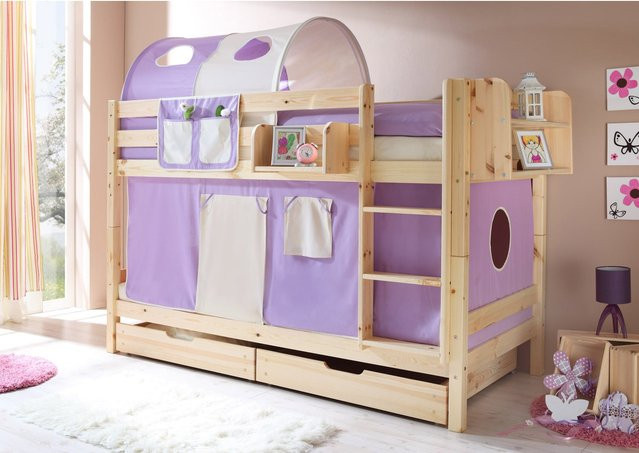 TiCAA Etagenbett Marcel aus Kiefer Natur Classic in Braun - Bild 1