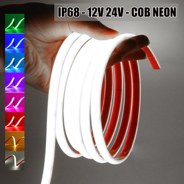 HEGEHE COB Neon LED-Streifen IP68 Wasserdicht für Garten und Outdoor, Flexibles Silikon Band mit 320 LEDs/m, Farben: Gelb, Rot, Weiß, Blau, Grün, Multicolour - Bild 1