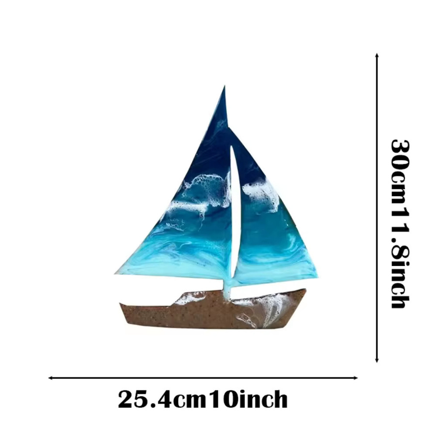 HELLOYOUNG Metall Segelboot Wandkunst Dekor für Kinderzimmer und Strandhäuser - Bild 2
