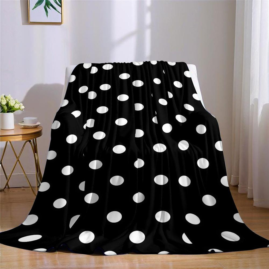 JMG Household Supplies Flanelldecke mit Pünktchen in Schwarz Weiß, weich und warm, B/H: 70 x 100 cm - Bild 5