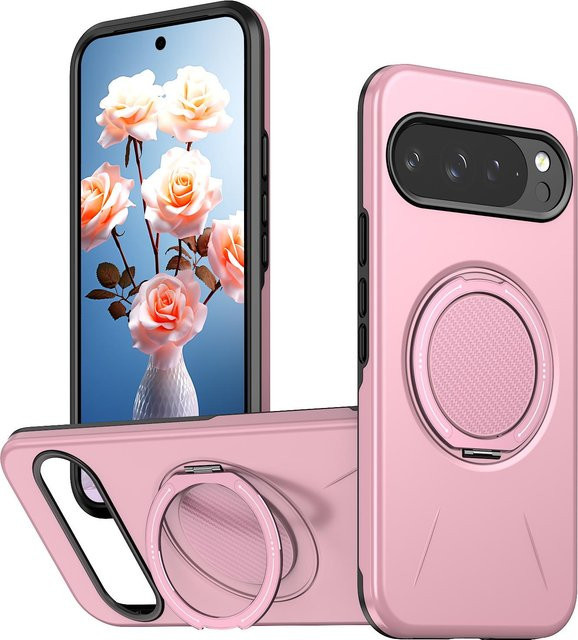 Stoßfeste Armor Schutzhülle mit 360° Magnethalterung und Ständer für Google Pixel 10 Pro, 9 Pro XL, 10 Pro, 9 Pro, 10A, 9A in Pink - Bild 1
