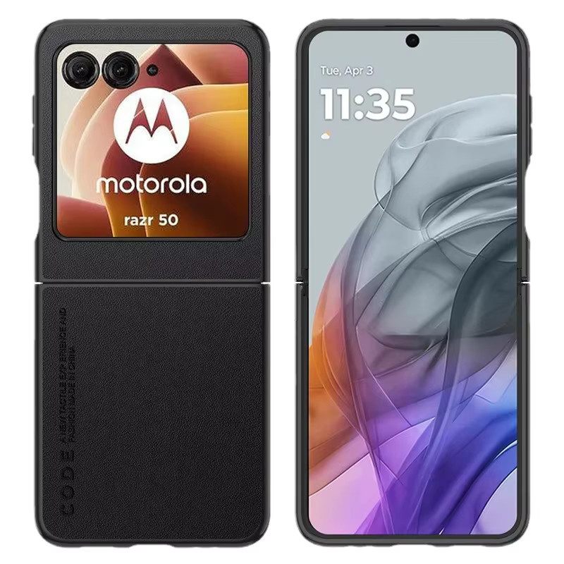Premium Lederhülle für Motorola Razr 50, Razr 40 und Razr 60 Ultra in Rot, stoßfeste Handyhülle aus Hartplastik - Bild 5