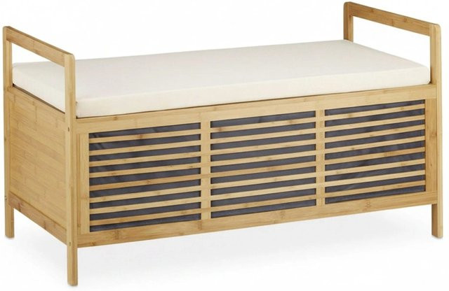 Relaxdays Sitzhocker aus Bambus mit Stauraum in Beige, B/T/H: 93,5 x 50 x 48 cm - Bild 1