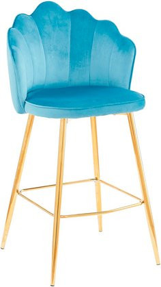 SalesFever Barhocker Set aus 2 Stück in Blau und Gold mit Samtbezug und Metallgestell, Höhe: 100 cm - Bild 1