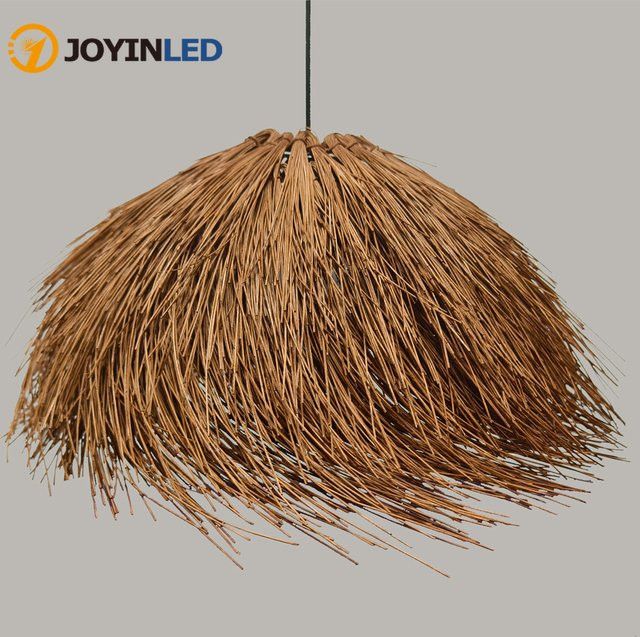 JOYINLED Vintage Rattan Anhängerleuchte im japanischen Stil mit integriertem LED-Licht in Braun - Bild 1