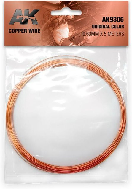 AK Interactive Copper Wire, 0,60mm x 5 Meter, Braun, Metall - Bild 1