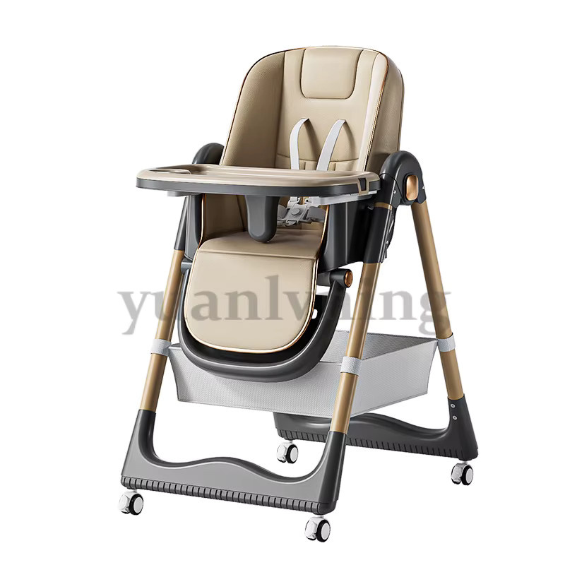 Multifunktionaler Kinderhochstuhl in Beige als klappbarer Baby-Essenssitz und Kinder-Fütterungshochstuhl mit Liegefunktion - Bild 4