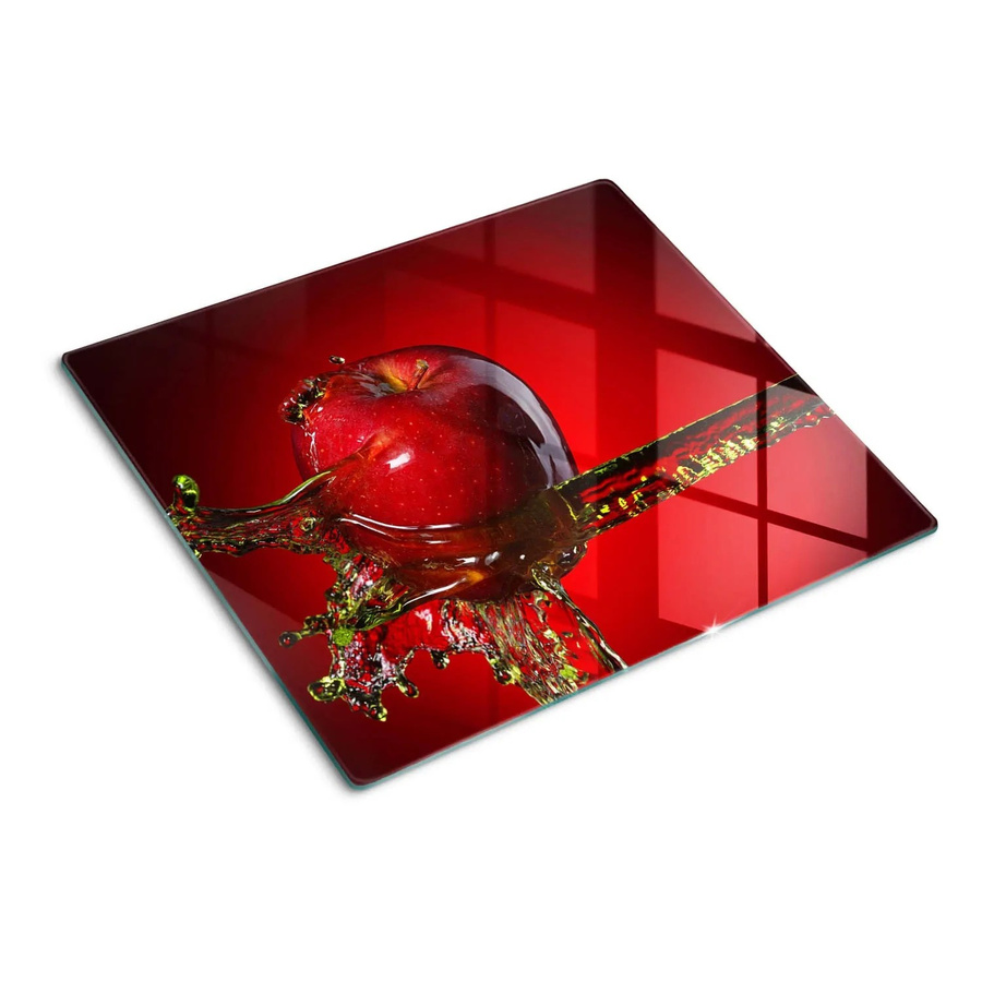 Tulup Herdabdeckplatte aus Glas in Rot als Schneidebrett und Spritzschutz, B/T: 60 x 52 cm - Bild 2