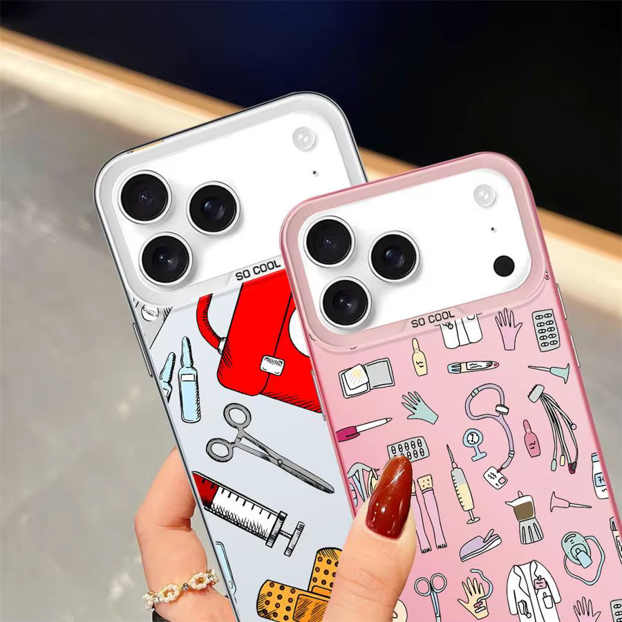 Softshell Handyhülle im Krankenschwester-Medizin-Design für iPhone 14 15 16 17 Pro Max Multicolor - Bild 2