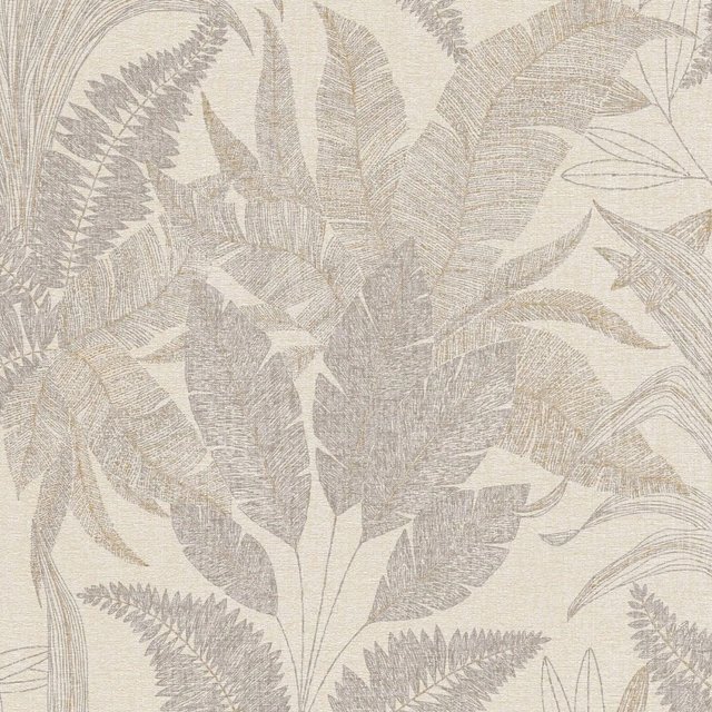 PROFHOME Landhaus Tapete Floral Matt in Beige und Gold, Vlies-Tapete mit botanischem Muster, Breite: 0,53 m, Länge: 10,05 m - Bild 1