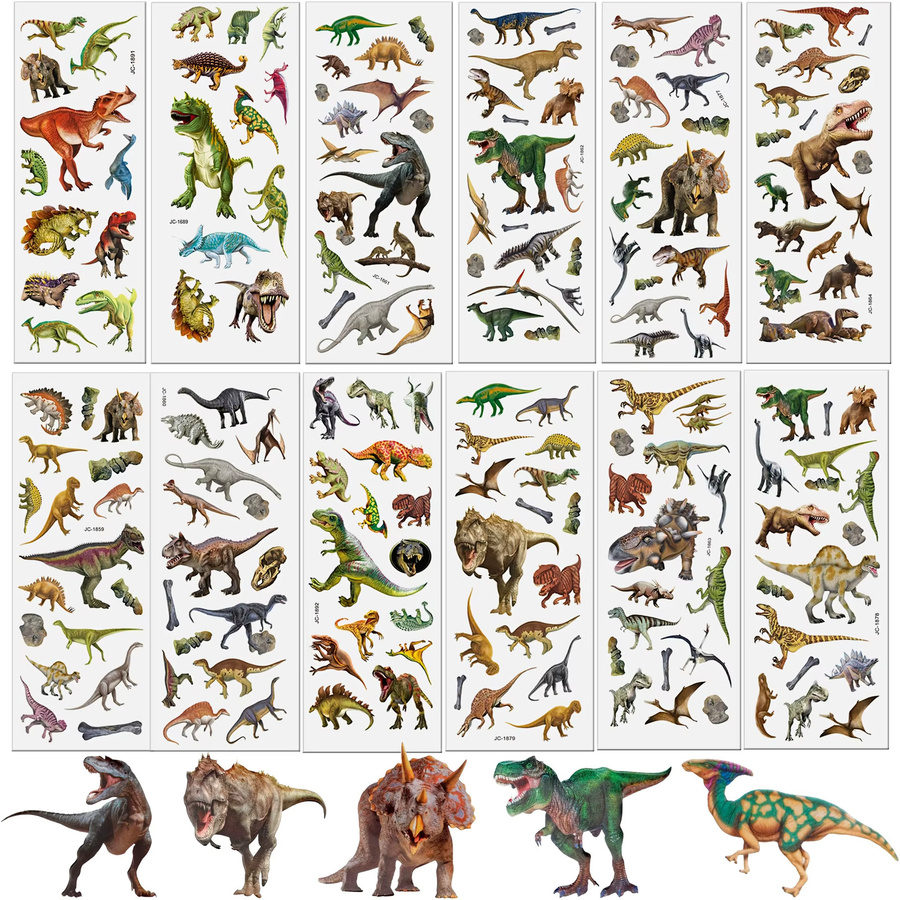 JXB Dinosaurier-Aufkleber, 3D-Dino-Puffy-Aufkleber, 5-teiliges Set - Bild 3