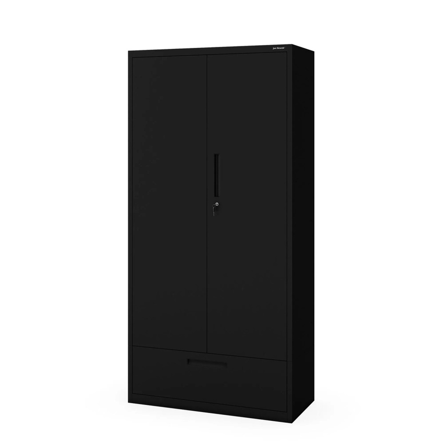 JAN NOWAK Metall-Büroschrank MEGAN Schwarz mit Schublade und verstellbaren Regalböden, H: 185 cm, B: 90 cm, T: 40 cm - Bild 2
