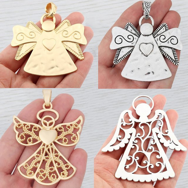 Anhänger Schutzflügel Engel Charms, Mattgoldfarben, Unisex - Bild 1