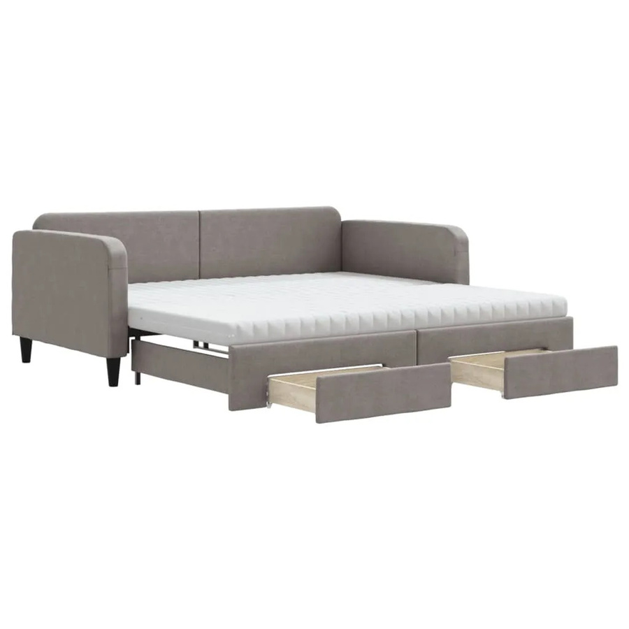vidaXL Tagesbett ausziehbar mit Schubladen in Taupe, B/T/H: 223 x 100 x 75 cm - Bild 2