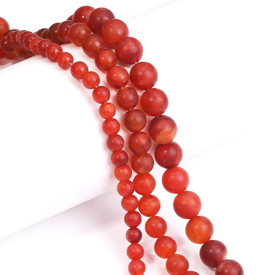 SANSWL Perlen, Naturstein Frost Grind Arenaceous Red Agat Onyx, Unisex - Bild 3