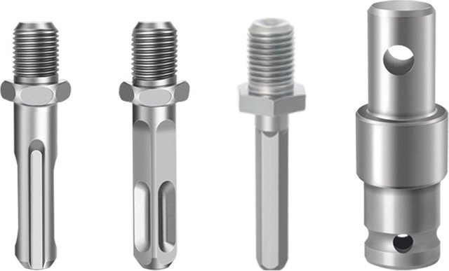 DAZZLEEX Erdbohrer-Adapter-Werkzeug mit 4 Schnittstellen und sechseckigem Griff in Silber für Schlagschrauber und Hammermaschinen - Bild 1