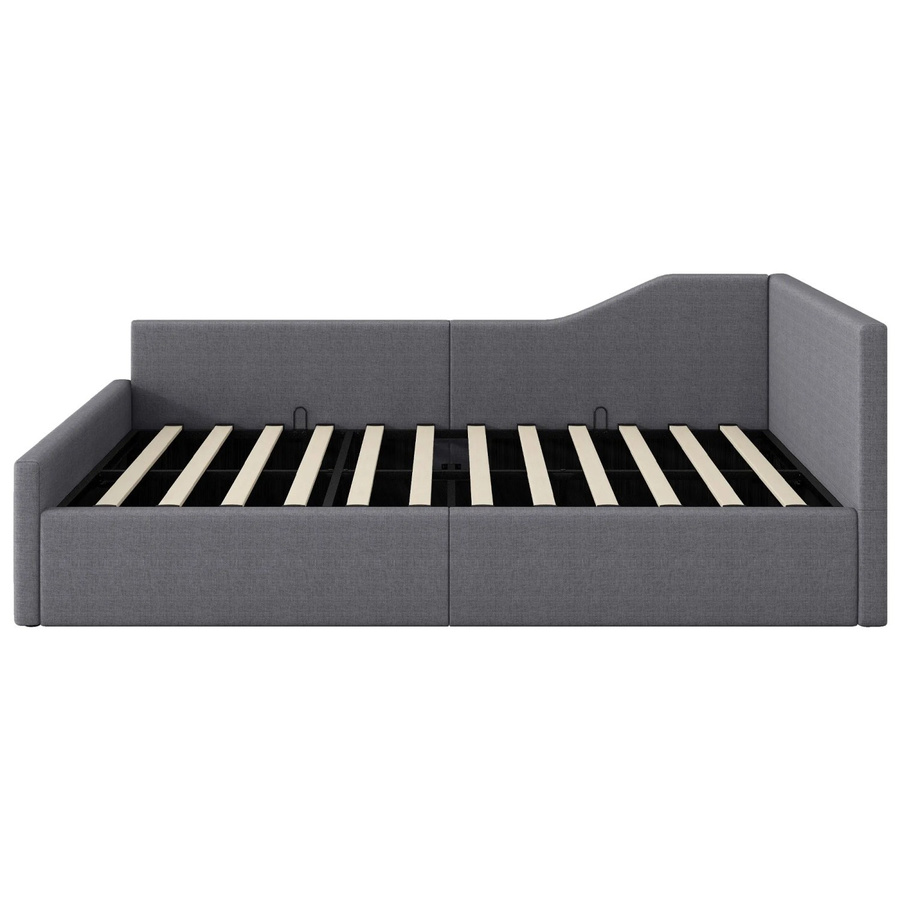 KOMHTOM Gepolstertes Tagesbett mit Stauraum in Grau, B/T/H: 140 x 200 x 77 cm - Bild 2
