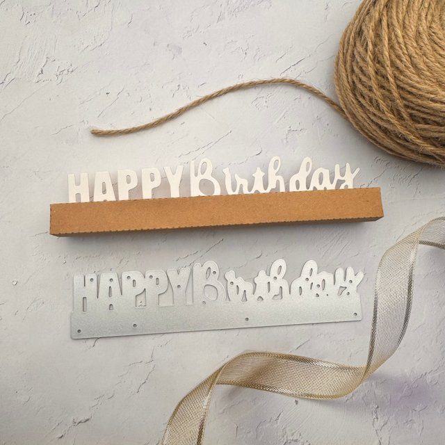Metall Stanzformen Alles Gute zum Geburtstag mit Deutschland Phrase für DIY Scrapbooking und Kartenherstellung in Silber - Bild 1