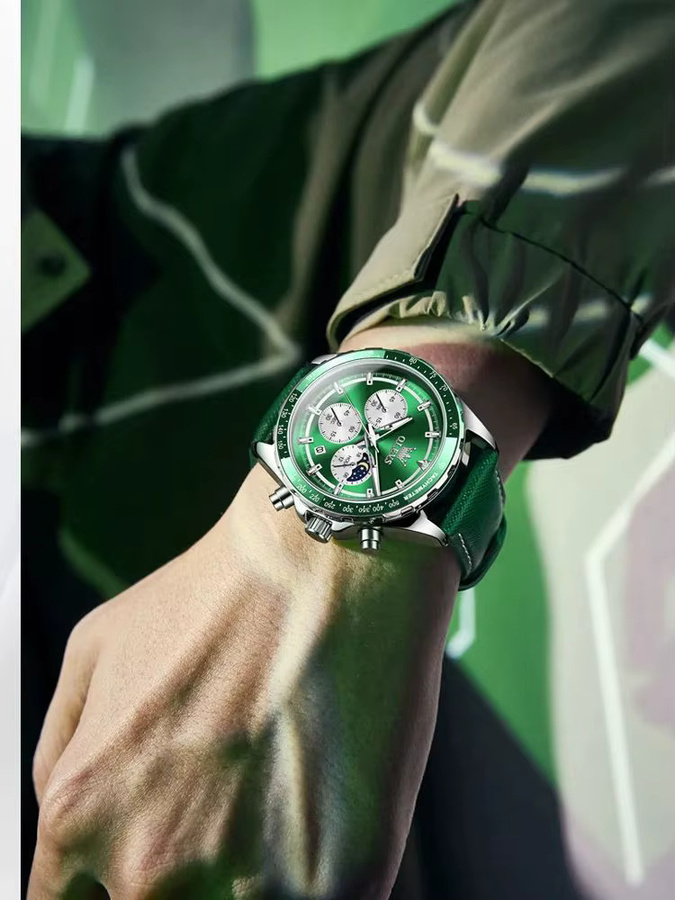 OLEVS Armbanduhr, Chronograph, Quarz, Edelstahl, Silber, Herren - Bild 7