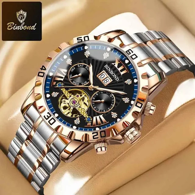 BINBOND Armbanduhr, Automatik, Edelstahl, Schwarz, Herren - Bild 1
