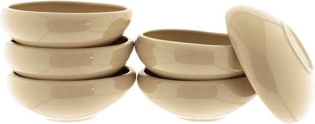 Almina Wave Biscuit 6er-Set Suppenschalen aus Porzellan in Beige, Durchmesser: 15 cm, Höhe: 5,5 cm - Bild 1