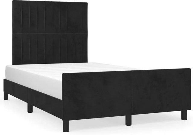 vidaXL Bettgestell mit Kopfteil aus Samt in Schwarz, B/T/H: 120 x 200 x 126 cm - Bild 1