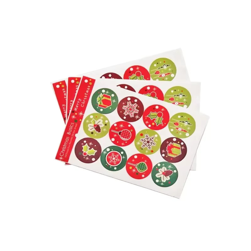 120 Stück Frohe Weihnachten Runde Aufkleber mit Schneeflocken Motiv für Geschenkverpackungen, Durchmesser: 3,5 cm, Mehrfarbig - Bild 2