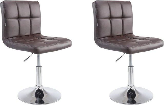 2er Set DELUKE Barhocker BANGKO in Braun aus Kunstleder, höhenverstellbare Barstühle mit Lehne und 360 Grad Drehsitz, B/T/H: 44 x 49 x 74 cm - Bild 1