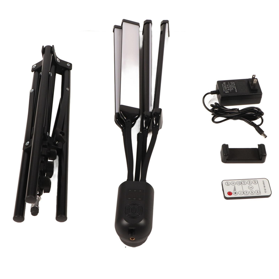 aimo LED-Fotografie-Aufhelllicht-Kit 36W in Schwarz mit 3 Lichtmodi, 11 Helligkeitsstufen, Timer-Funktion, Fernbedienung und Stativ - Bild 2