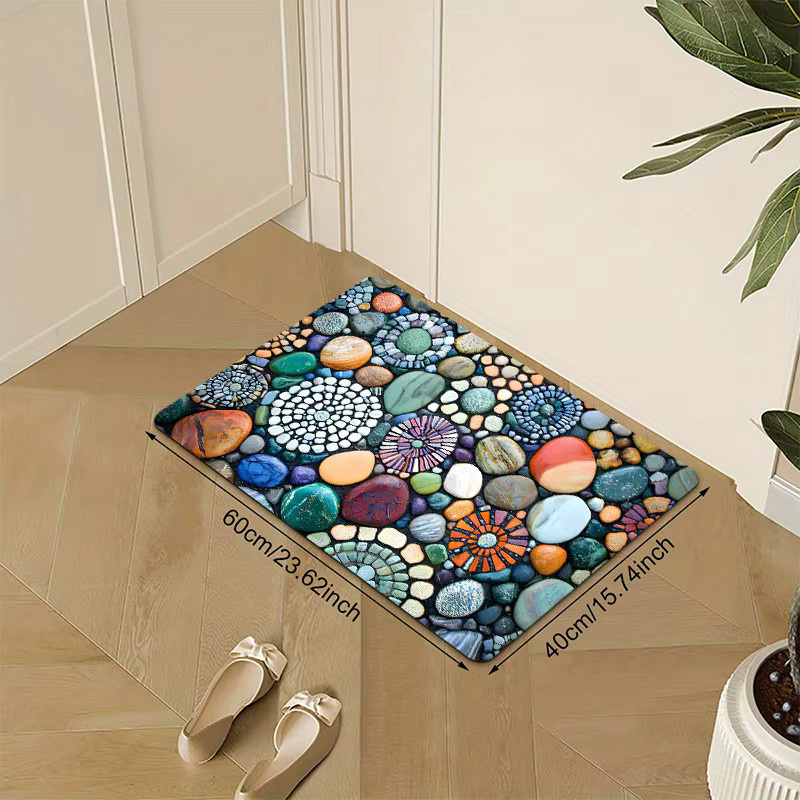VIKAMA Fußmatte im Kieselstein-Design, bunter Teppich für Küche und Badezimmer, B/T: 60 x 40 cm - Bild 2