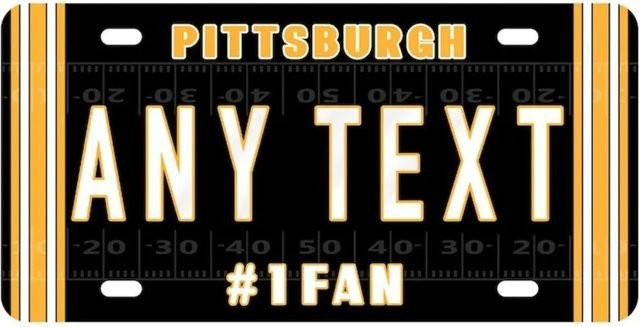 Personalisiertes Pittsburgh Steelers Aluminium-Nummernschild von CIFBUY in Rot und Schwarz als dekoratives Metall-Schild für Auto, Garage oder Wand - Bild 1