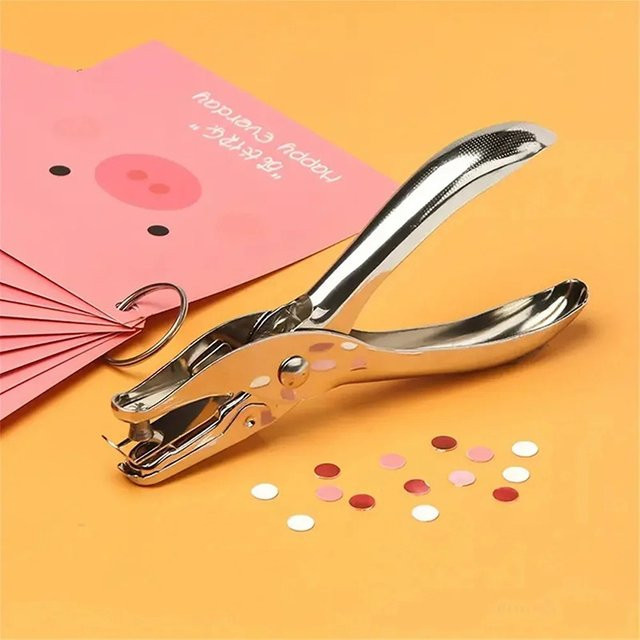 Einlochlocher für Scrapbooking und Handwerk mit 6mm Durchmesser in Silber aus Metall - Bild 1