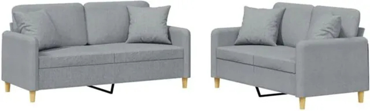2-tlg. Sofagarnitur vidaXL in Grau aus Stoff mit Kissen und Metallgestell im modernen Design - Bild 1