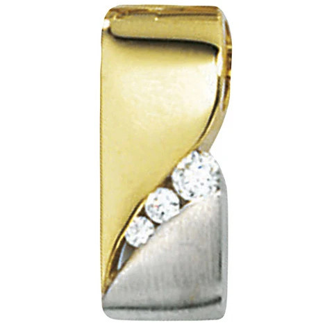 Colfem Anhänger 333 Gelbgold bicolor, mattiert, 3 Zirkonia, Unisex - Bild 1
