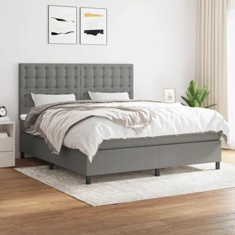 vidaxl Boxspringbett mit Matratze in Anthrazit Grau aus Stoff B/T/H: 160 x 200 x 118 cm - Bild 1