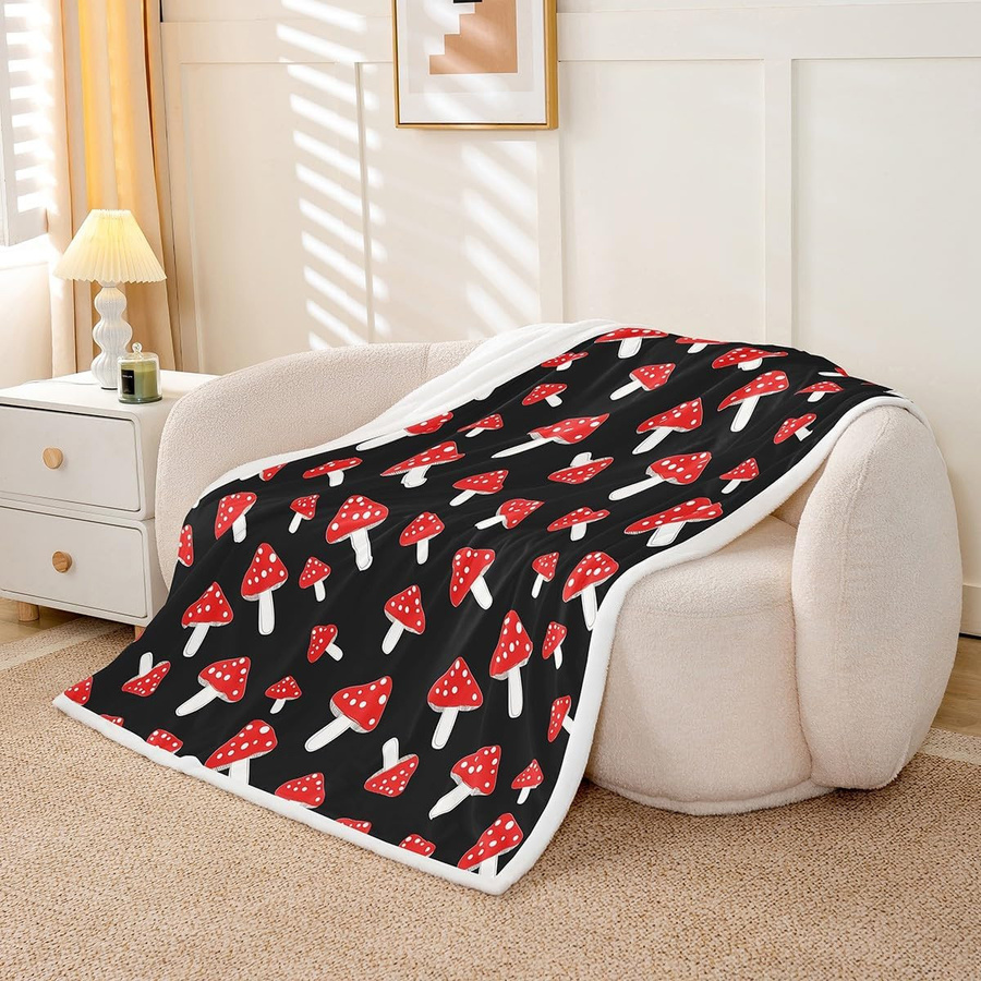 Gemütliche Fleece-Decke mit Pilz-Print von JMG Household Supplies, Mehrfarbig, B/H: 70 x 100 cm - Bild 3