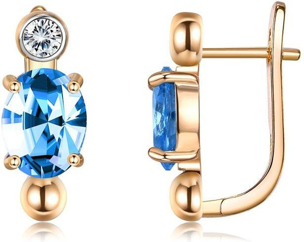 Ohrclip, Champagnergold, blauer Zirkonia, Kupfer, Damen - Bild 1