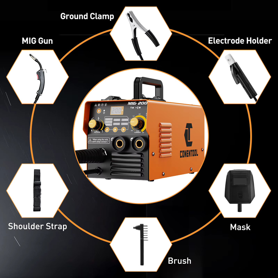 CONENTOOL 220A Inverter-Schweißgerät MMA Elektroschweißmaschine mit IGBT-Technik in Orange - Bild 4