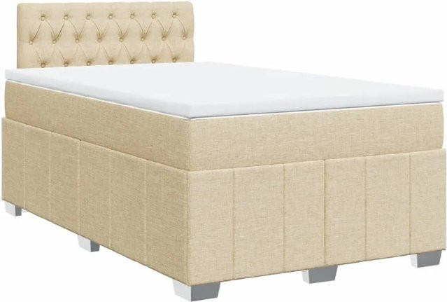 vidaXL Hybrid-Boxspringbett mit Matratze aus Taschenfederkern in Creme, B/T: 120 x 200 cm - Bild 1
