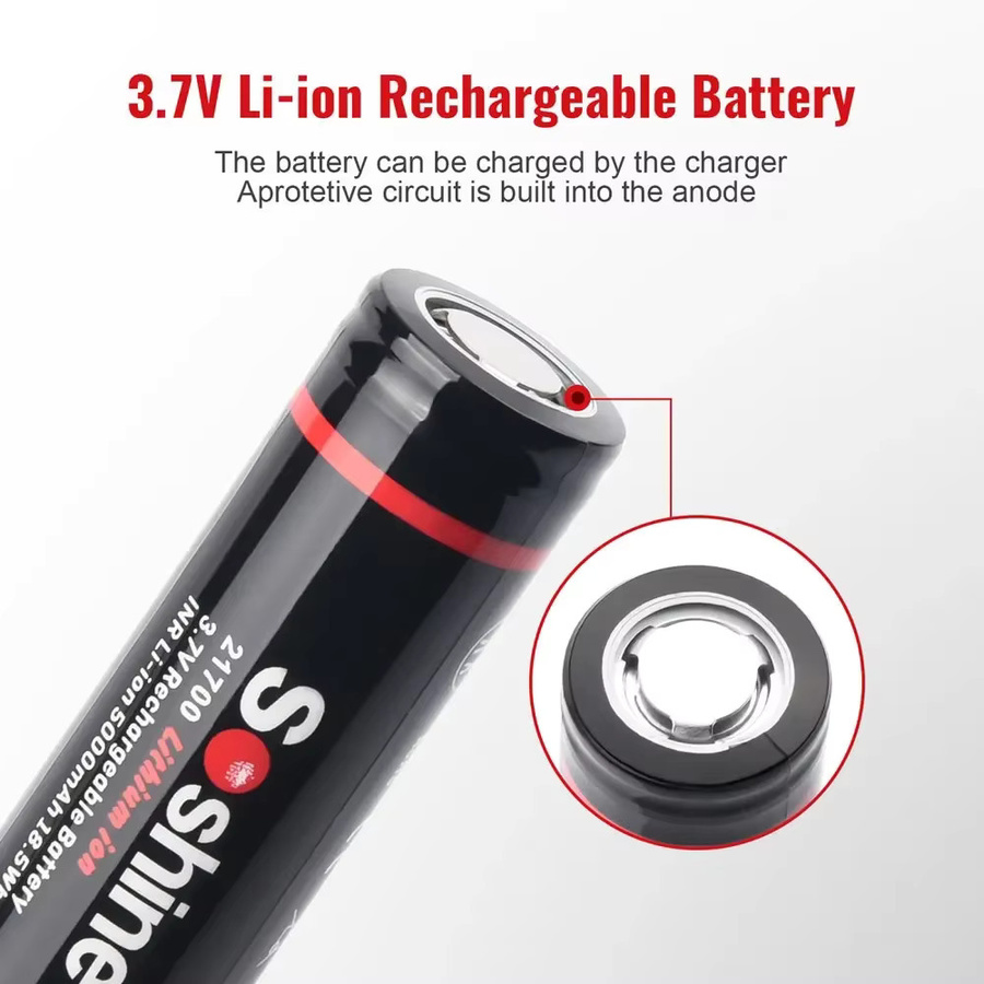 Soshine 21700 Lithium-Ionen-Akku mit 5000 mAh und 3,7 V in Schwarz - Bild 4