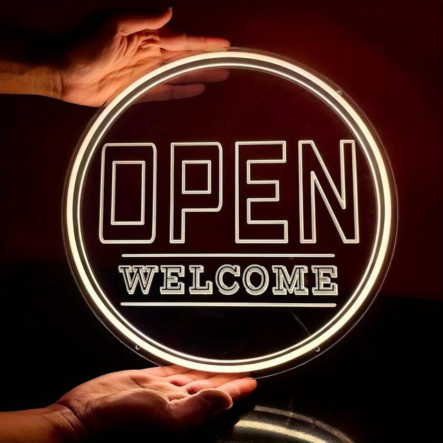Neon LED Willkommen Schild in Weiß, USB-betrieben, moderne Wanddekoration für Geschäfte, Bars und Hotels - Bild 1
