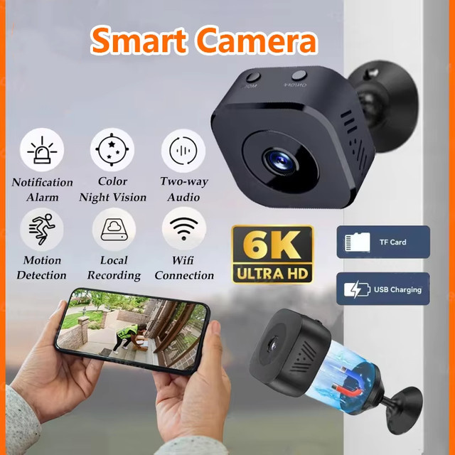 BMAD Mini-Überwachungskamera Pro 4K FullHD WiFi mit 2-Wege-Audio, Bewegungserkennung und Infrarot-Nachtsicht in Schwarz - Bild 1