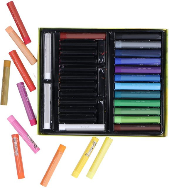 GoolRC Ölpastellkreiden Set mit 26 Stück in 24 Farben, Glänzend und Weich für DIY Bastelarbeiten und Malen, Schwarz und Mehrfarbig - Bild 1
