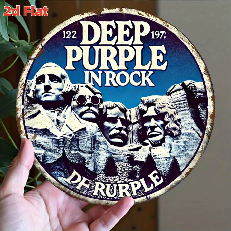 Potdemiel Metall-Wandkunst-Plakette Deep Purple Rock Vintage Design, B/H: 20,0 x 20,0 cm, Multicolour - Bild 4