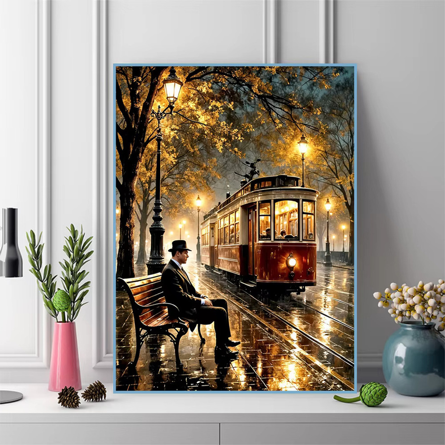 EverShine Diamant-Stickerei Straßenlandschaft als Mosaik-Wandkunst mit Vollquadrat-Steinen in Multicolour, B/H: 30 x 30 cm - Bild 3
