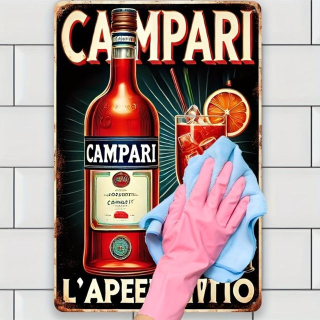 ZX ART Campari Metallschild Retro Vintage Bar Deko, Farbe: Rot, Breite: 20 cm, Höhe: 30 cm - Bild 1