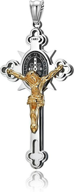 YIRAN Anhänger Halskette, Jesus Kreuz, Edelstahl, Bicolor, Herren, Vintage - Bild 1