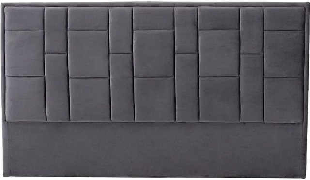 Vente-unique Bettkopfteil Hermine in Grau, Art Deco Design aus Samt und Holz, Breite: 180 cm, Höhe: 110 cm, Tiefe: 8 cm - Bild 1